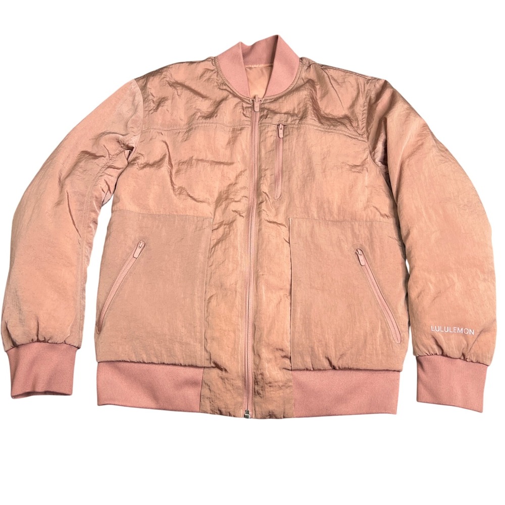 Lululemon Roam Far Bomber Jacket Pink Reversible Down Insulated Sz 2 W4BJ1S